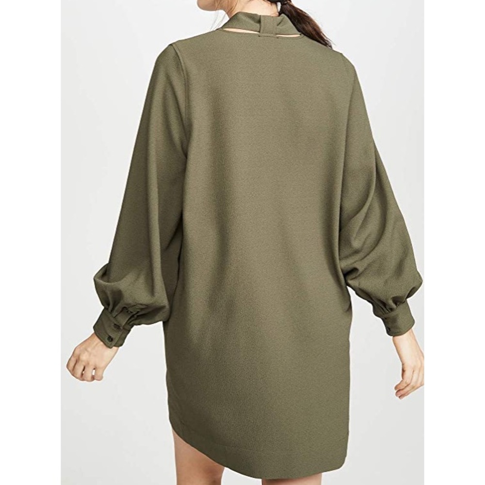 Ganni tie neck crepe shift dress - Picture 12 of 13